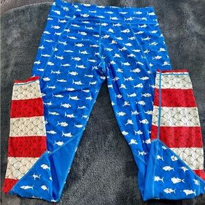 Pelagic Oceanflex Fishing Leggings Patriotic Red White Blue Size Large